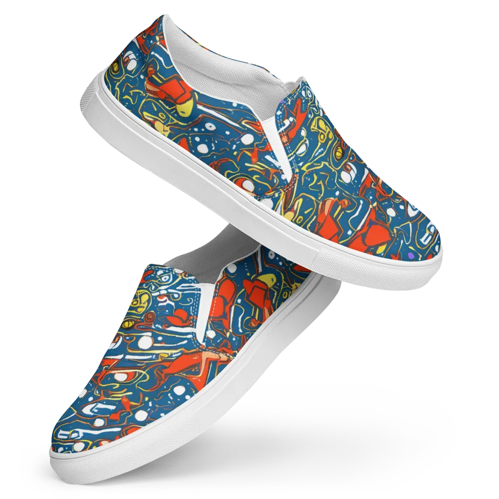 Liquid Geometry on Women's Slip-On Canvas Shoes — Front