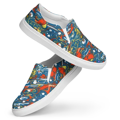 Liquid Geometry on a Women's Slip-On Canvas Shoes