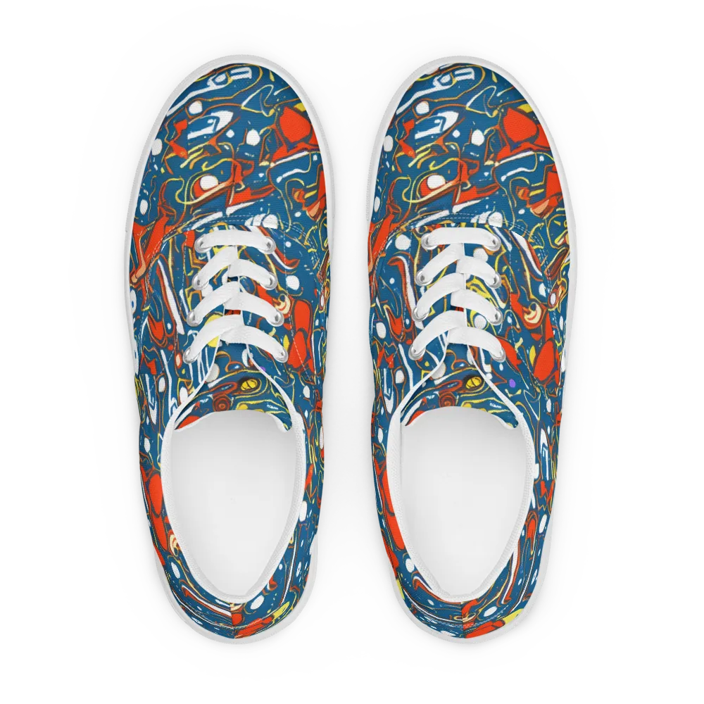 Liquid Geometry on Men's Lace-Up Canvas Shoes — Front
