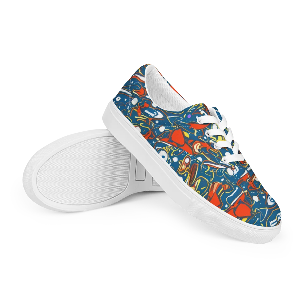 Liquid Geometry on Men's Lace-Up Canvas Shoes — Right Front
