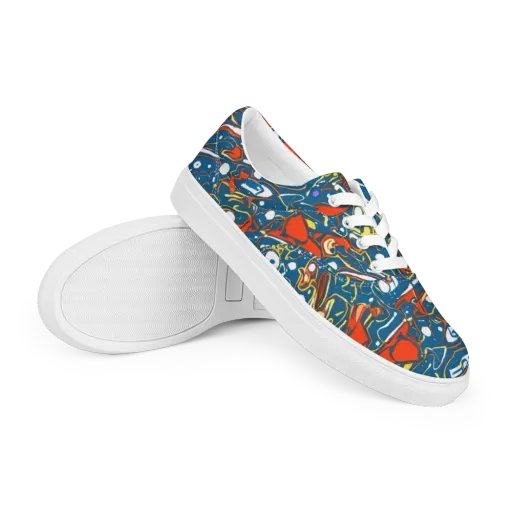 Liquid Geometry on a Men's Lace-Up Canvas Shoes