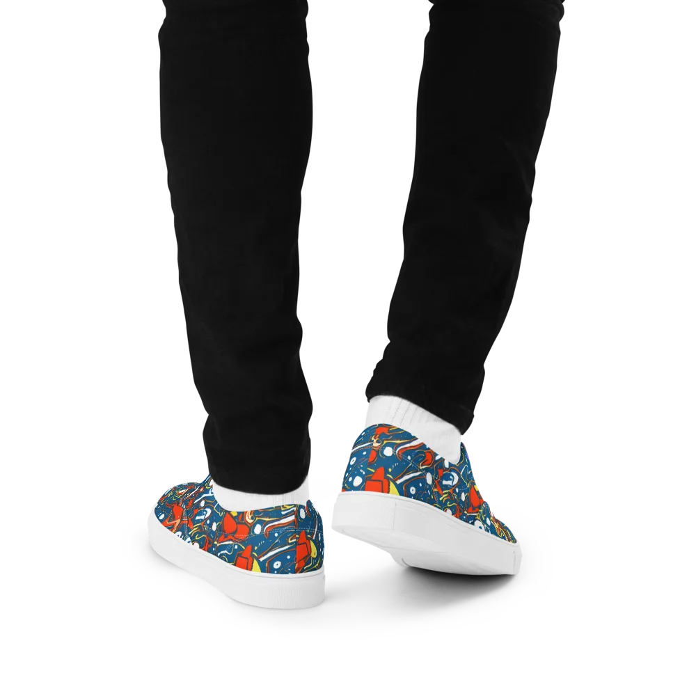 Liquid Geometry on Men's Lace-Up Canvas Shoes — Back