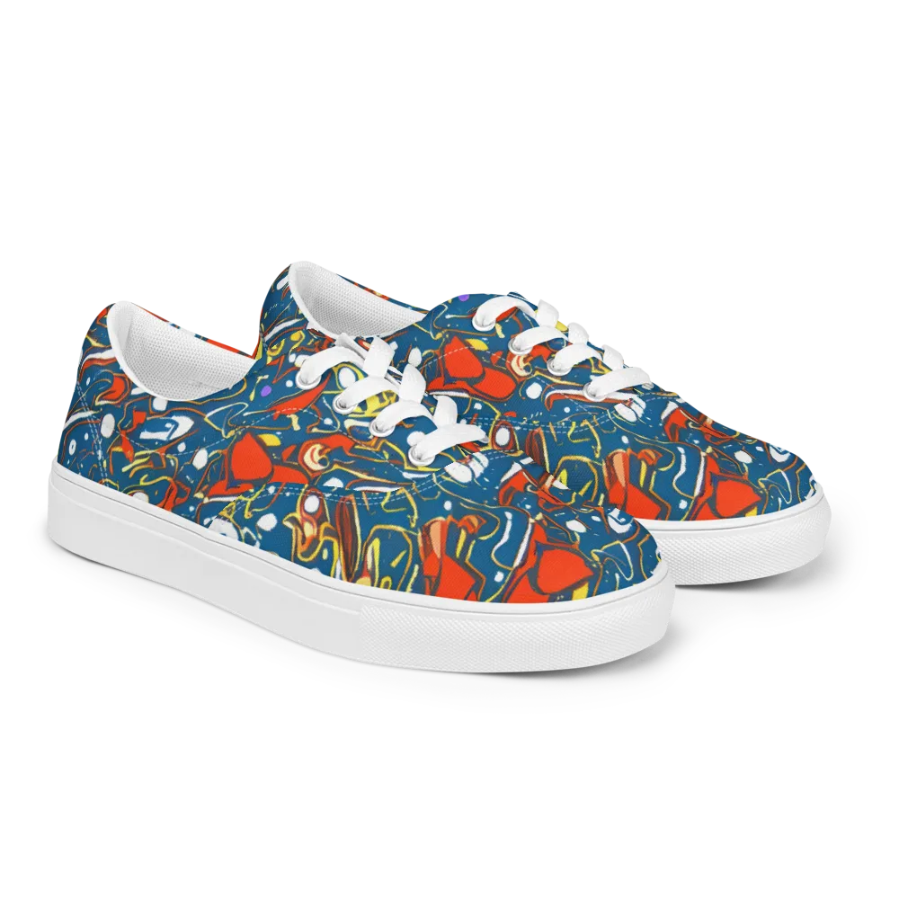Liquid Geometry on Men's Lace-Up Canvas Shoes — Right Front
