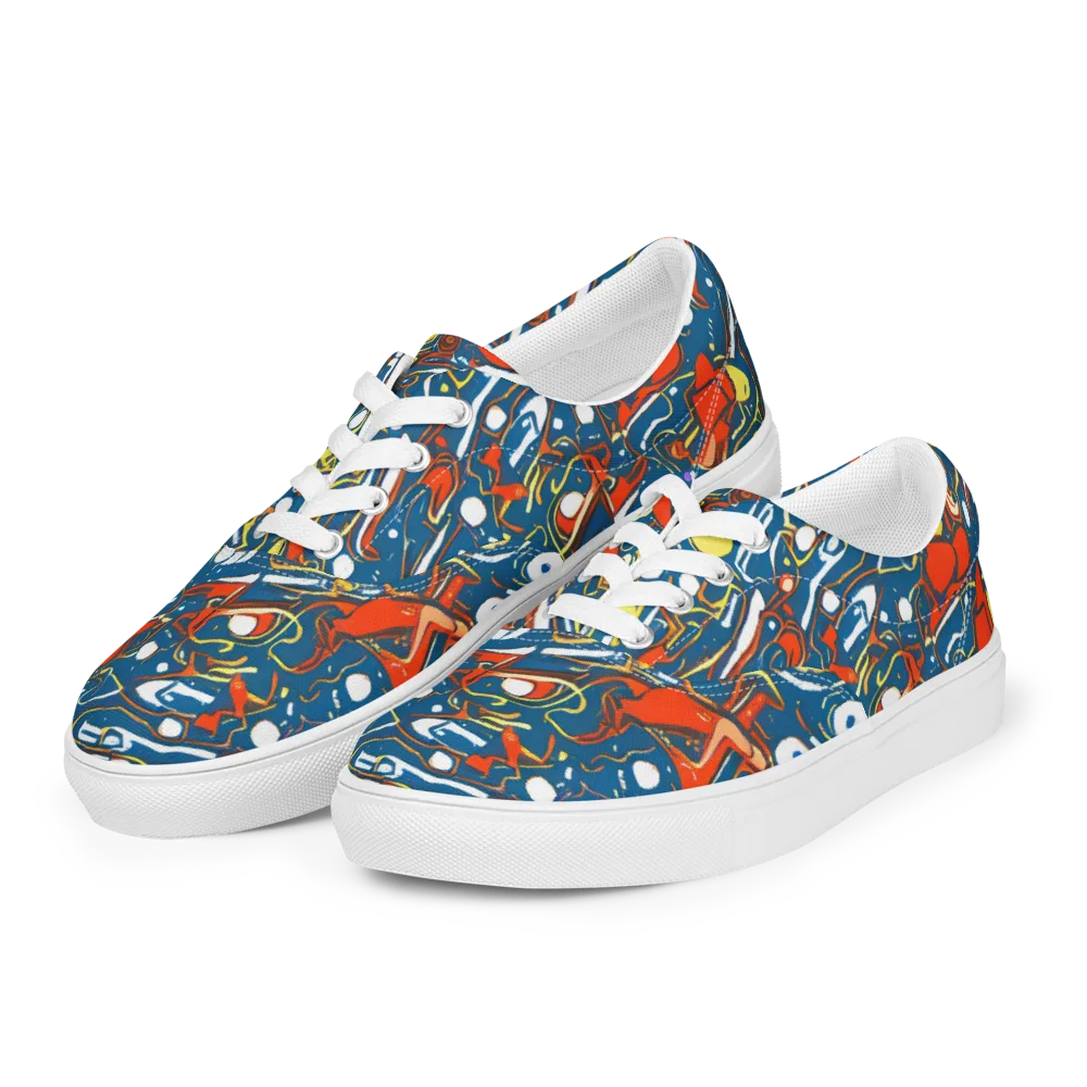 Liquid Geometry on Men's Lace-Up Canvas Shoes — Left Front