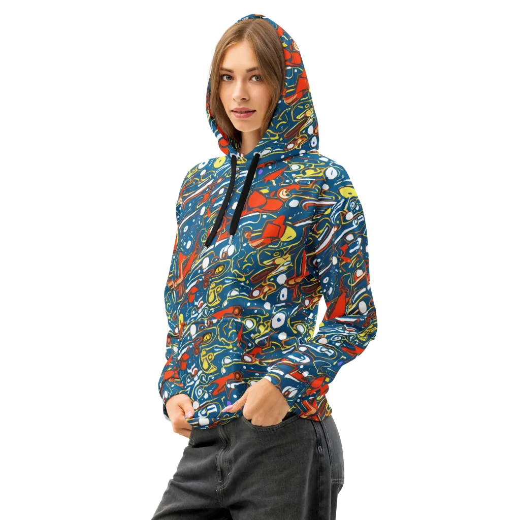 Liquid Geometry on Cotton Hoodie — Left Front