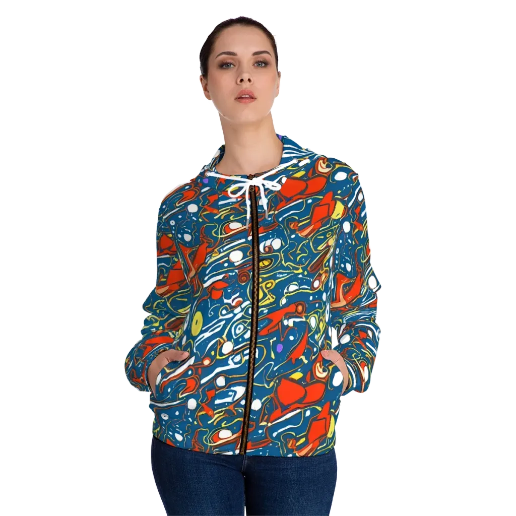 Liquid Geometry on Women's Full-Zip Hoodie — Front On Person