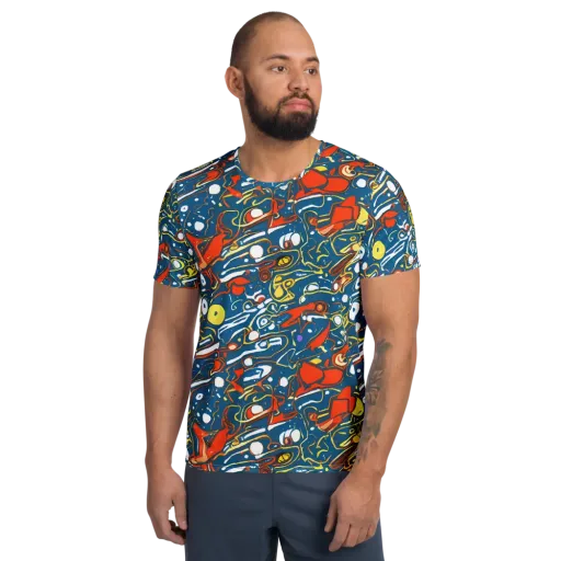 Liquid Geometry on a Men's Athletic T-Shirt