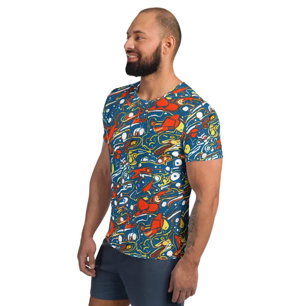 Liquid Geometry on Men's Athletic T-Shirt — Left