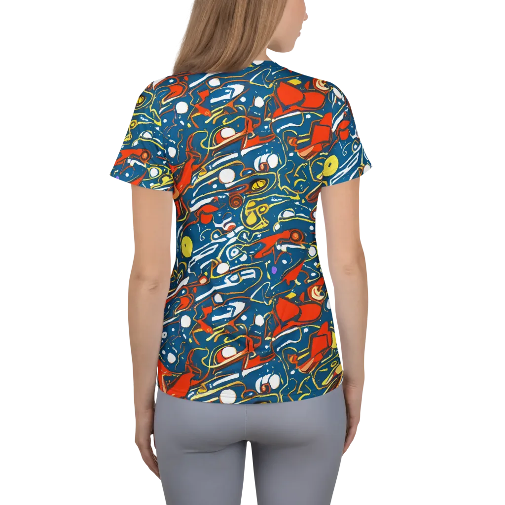 Liquid Geometry on Women's Athletic T-Shirt — Back