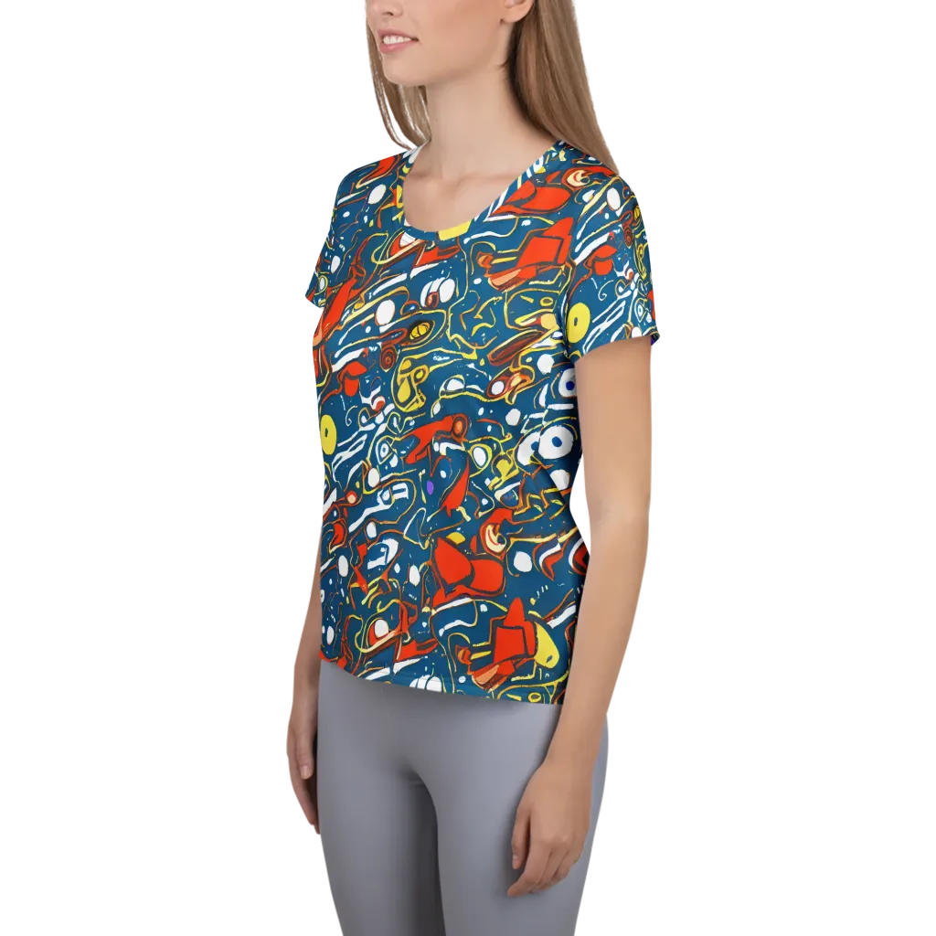 Liquid Geometry on Women's Athletic T-Shirt — Left