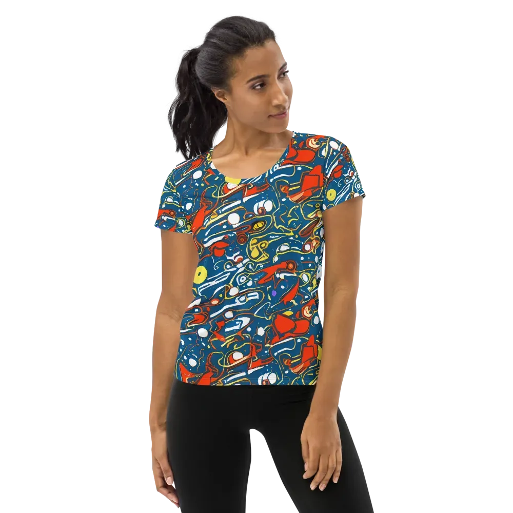 Liquid Geometry on Women's Athletic T-Shirt — Front