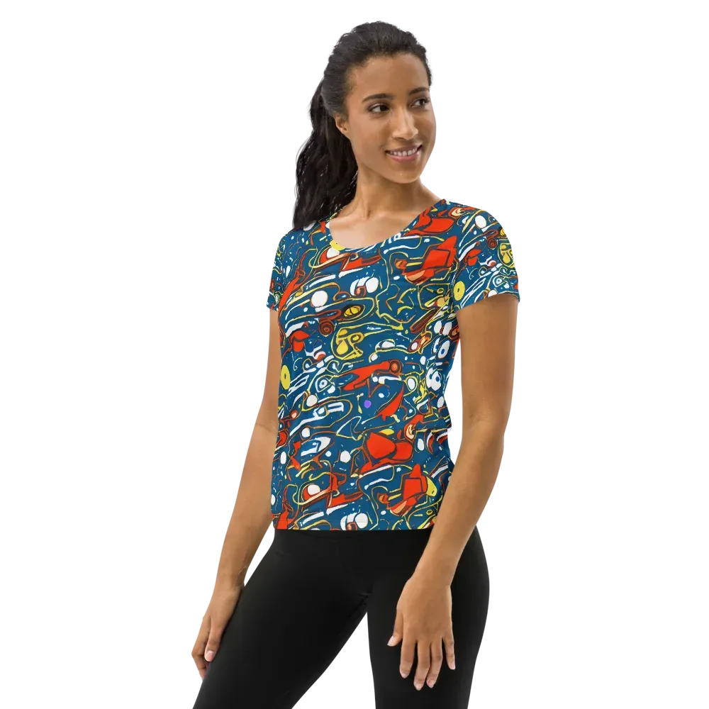Liquid Geometry on Women's Athletic T-Shirt — Left