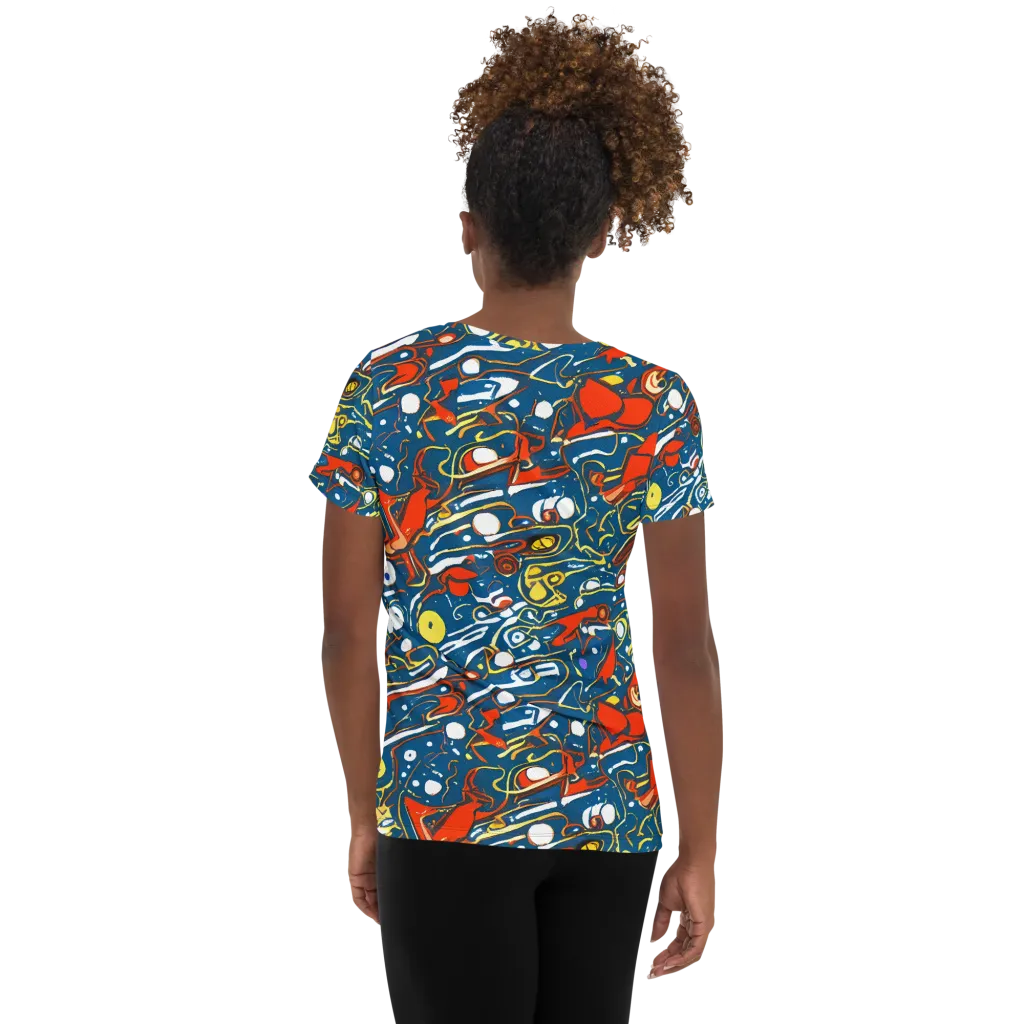 Liquid Geometry on Women's Athletic T-Shirt — Back