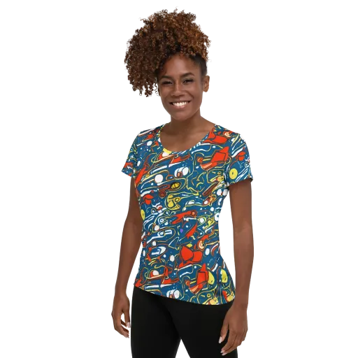 Liquid Geometry on a Women's Athletic T-Shirt