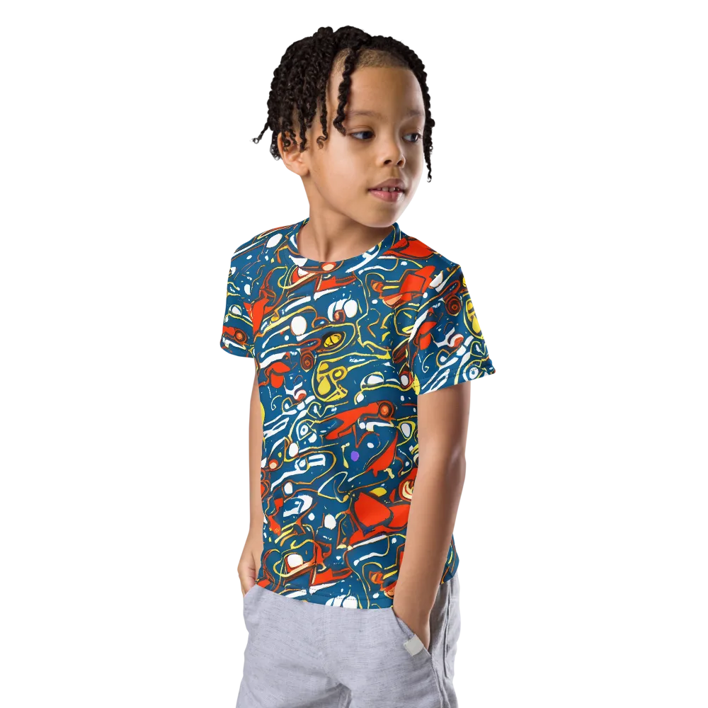 Liquid Geometry on Kids Crew Neck T-Shirt — Left Front