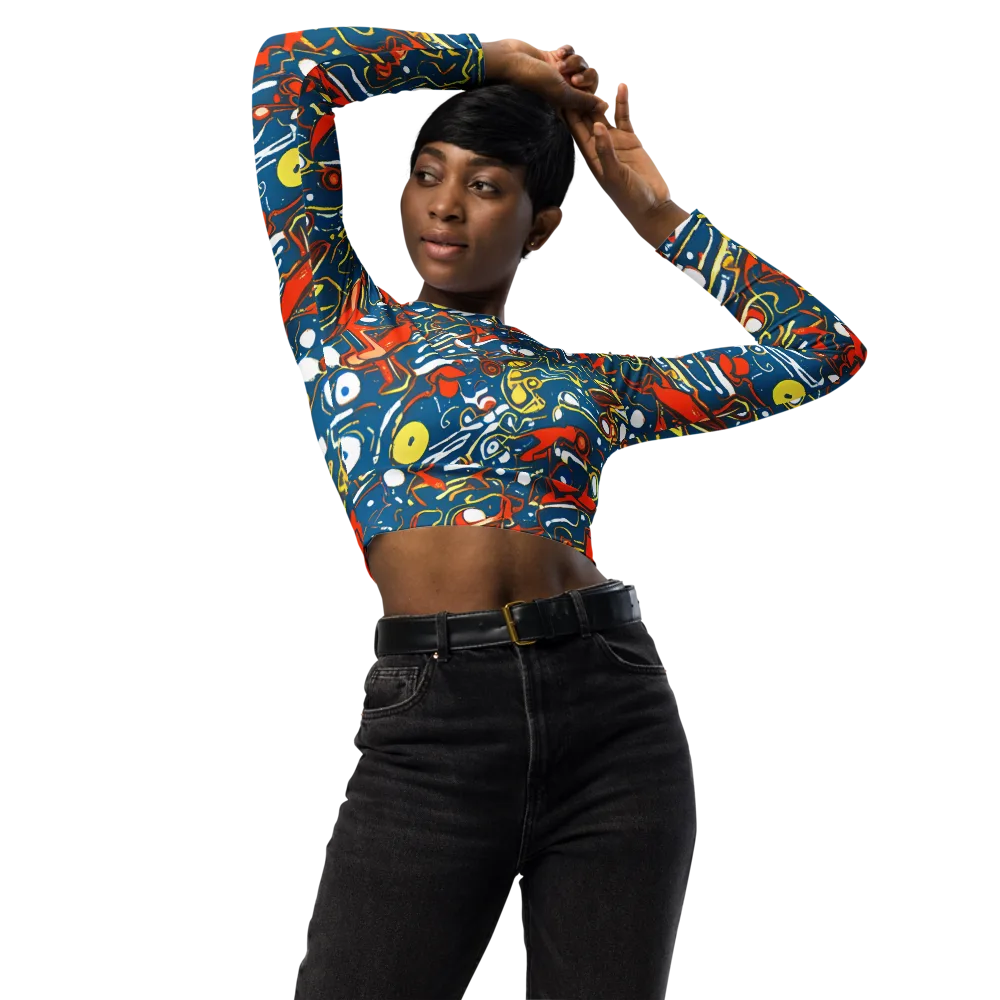 Liquid Geometry on Long Sleeve Crop Top — Front
