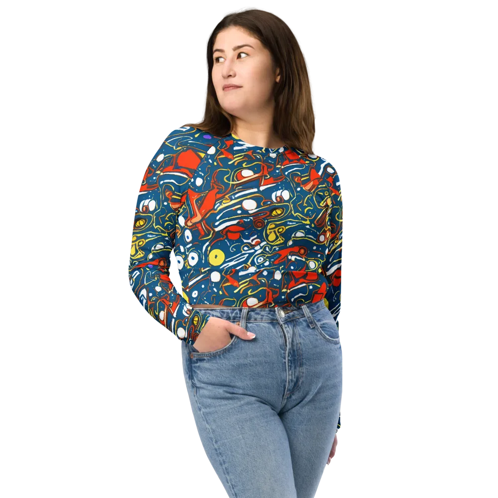 Liquid Geometry on Long Sleeve Crop Top — Front
