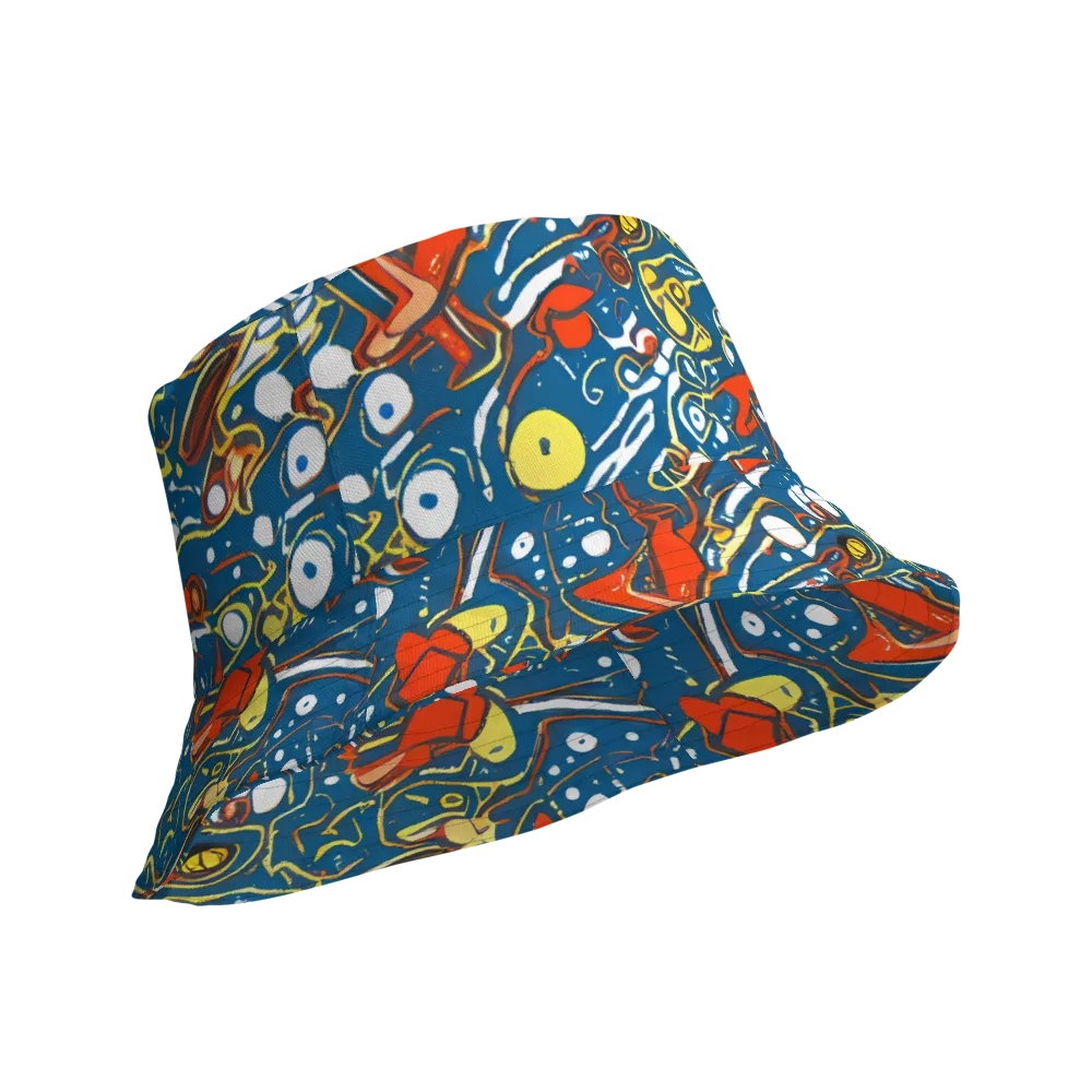 Liquid Geometry on Reversible Bucket Hat — Product details Outside