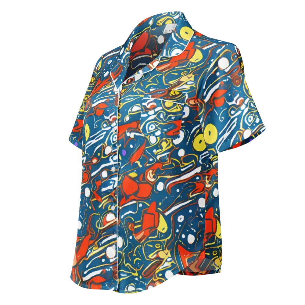 Liquid Geometry on Women's Short Sleeve Pajama Top — Left Front
