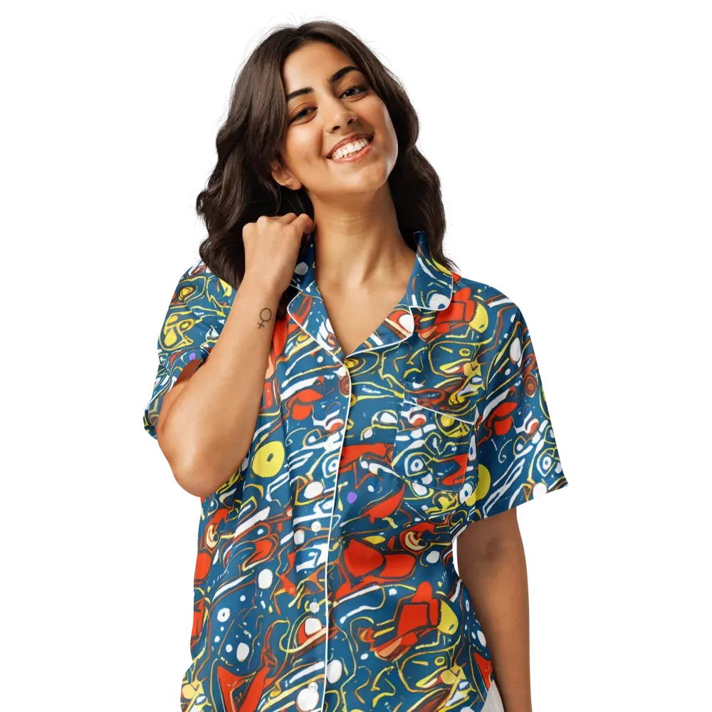 Liquid Geometry on Women's Short Sleeve Pajama Top — Front