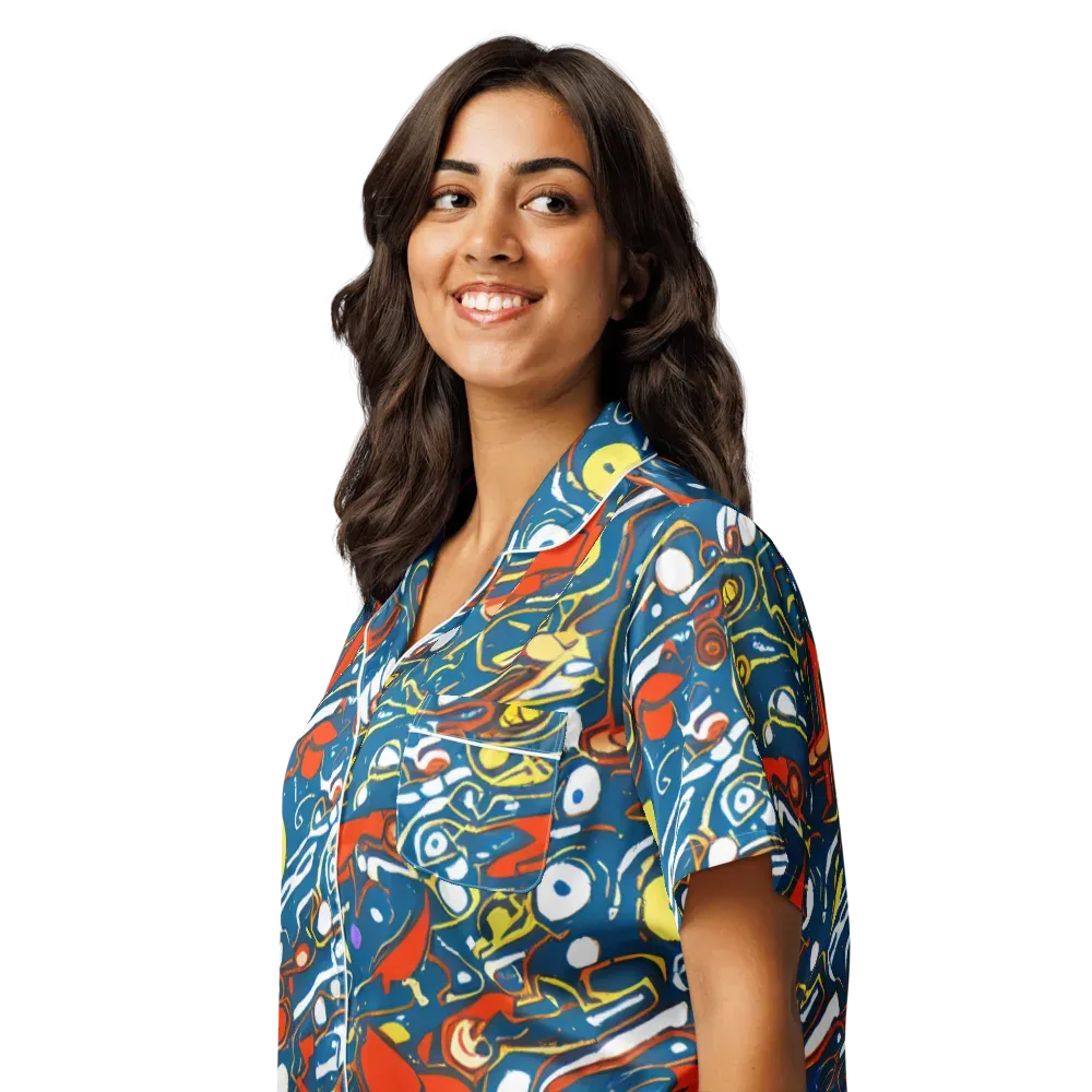Liquid Geometry on Women's Short Sleeve Pajama Top — Left Front
