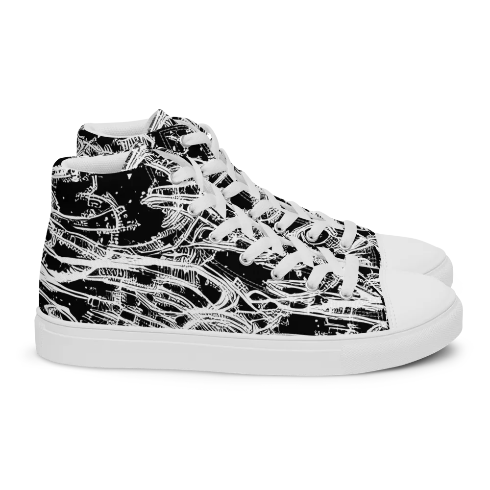 Blackline Current on Women's High Top Canvas Shoes — Right