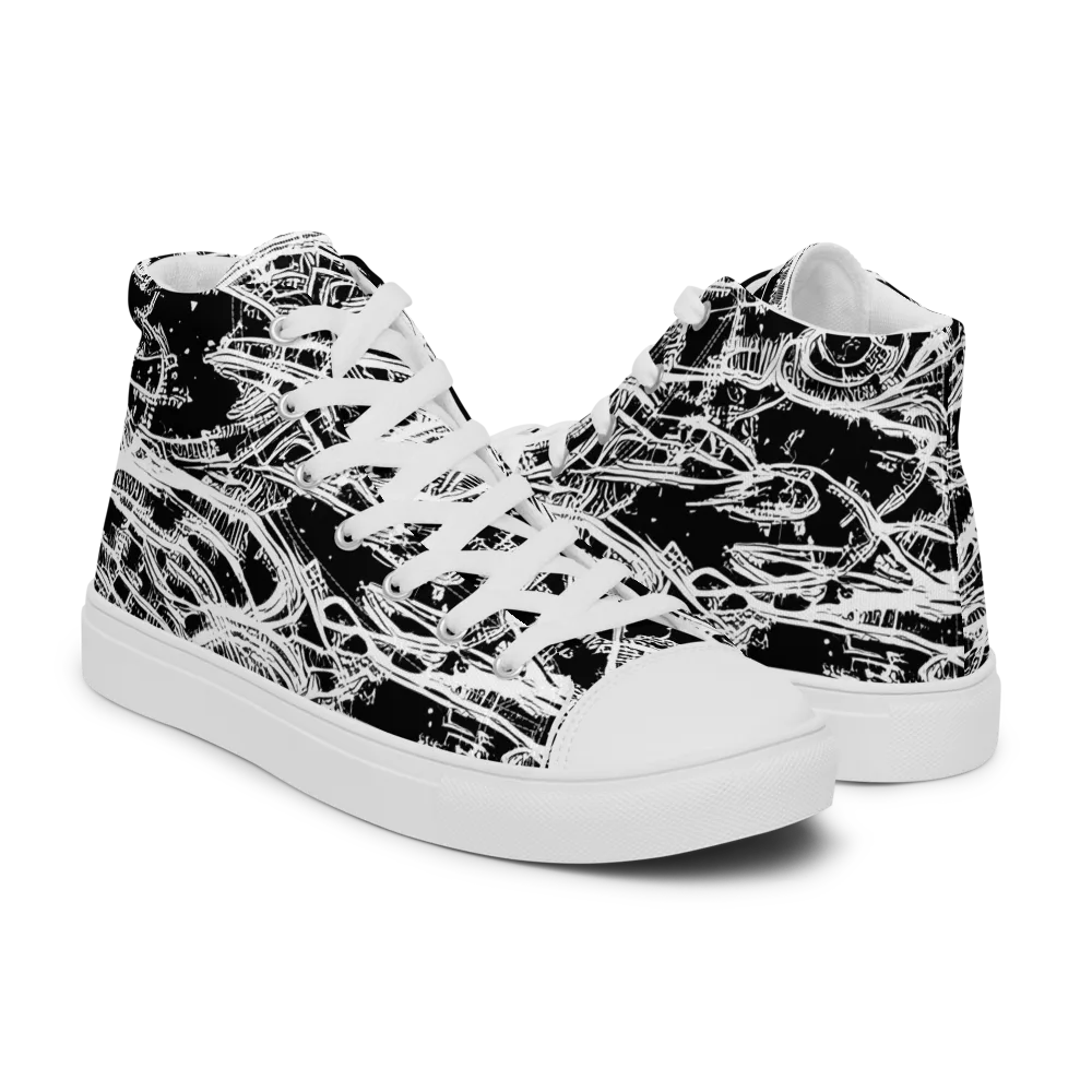 Blackline Current on Women's High Top Canvas Shoes — Right