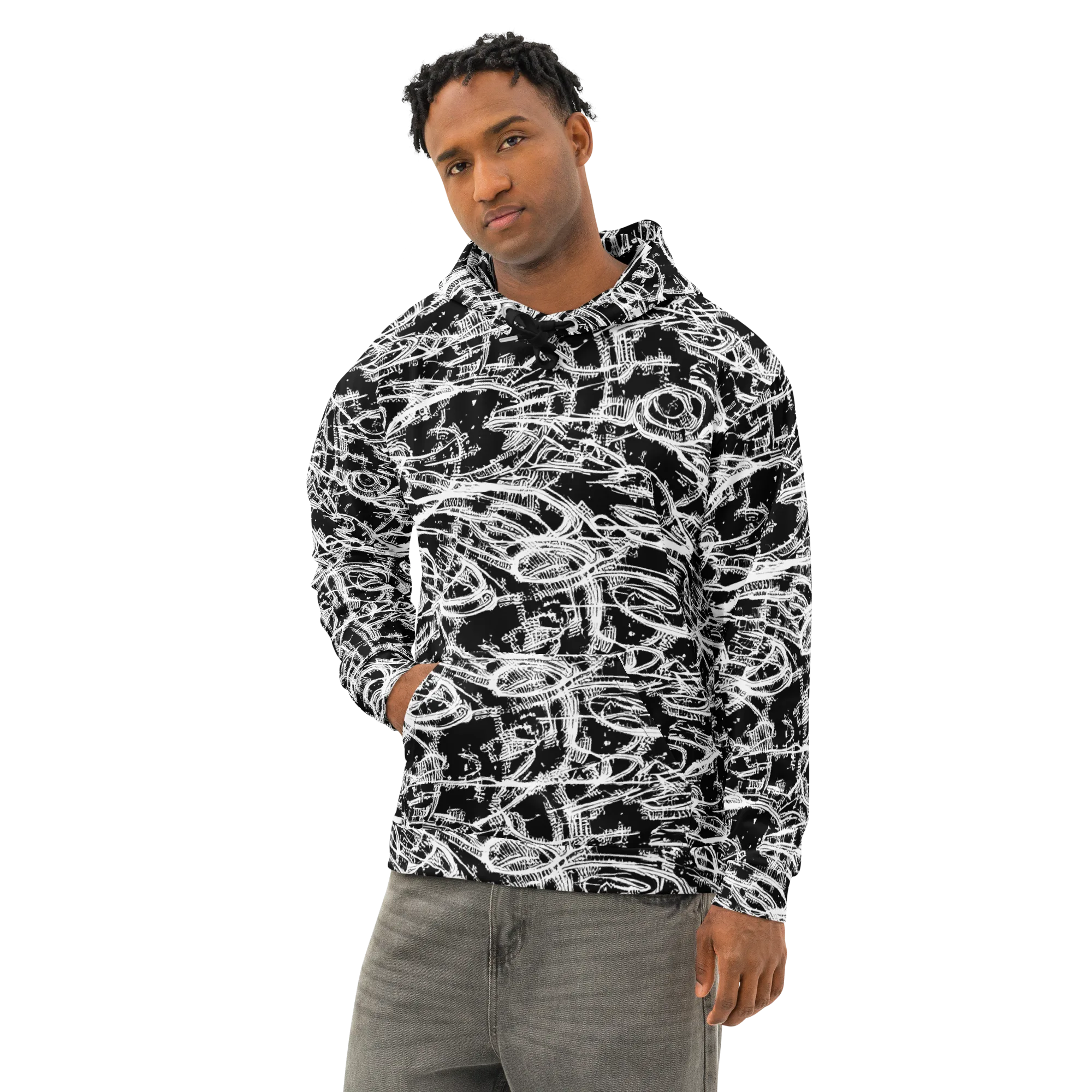 Blackline Current on Cotton Hoodie — Left Front