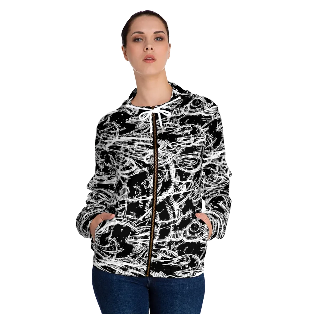 Blackline Current on Women's Full-Zip Hoodie — Front On Person