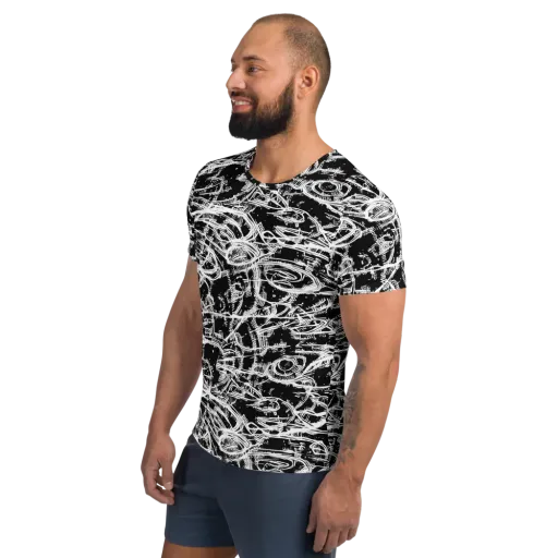 Blackline Current on a Men's Athletic T-Shirt