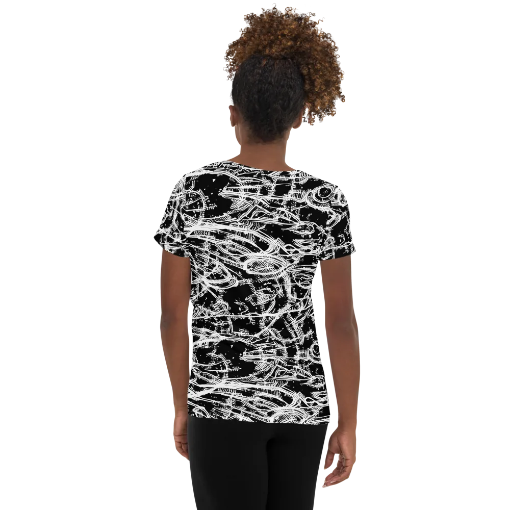 Blackline Current on Women's Athletic T-Shirt — Back