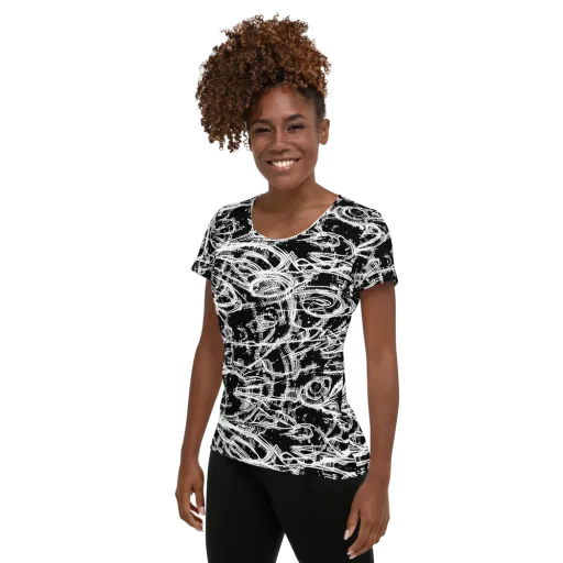 Blackline Current on a Women's Athletic T-Shirt