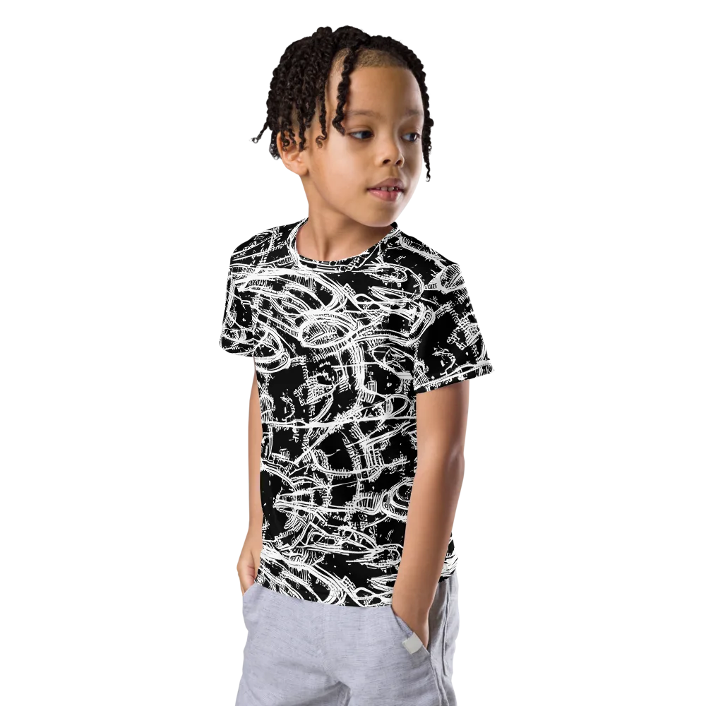 Blackline Current on Kids Crew Neck T-Shirt — Left Front
