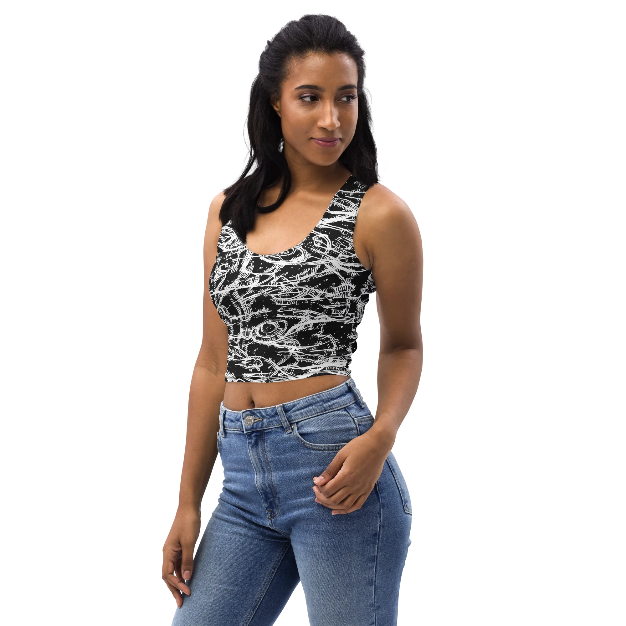 Blackline Current on Crop Top — Left Front