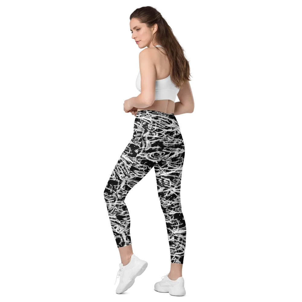 Blackline Current on Leggings with Pockets — Left Back