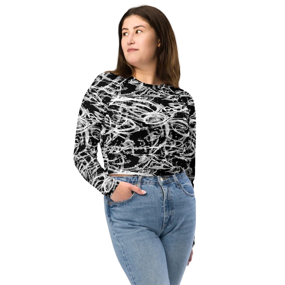 Blackline Current on Long Sleeve Crop Top — Front