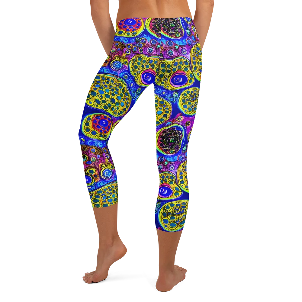 Electric Pomegranate on Capri Leggings — Back