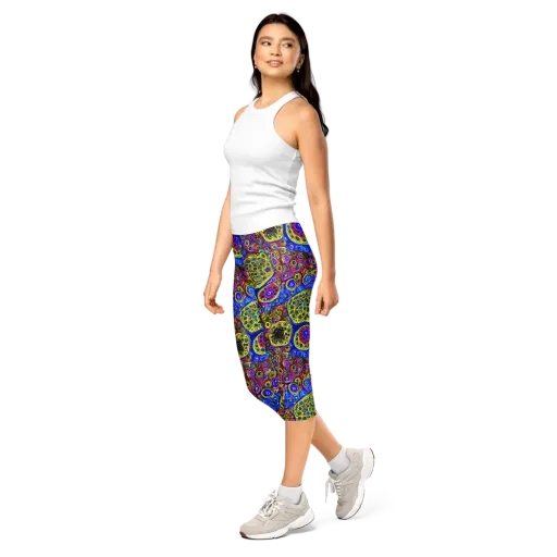 Electric Pomegranate on a Capri Leggings