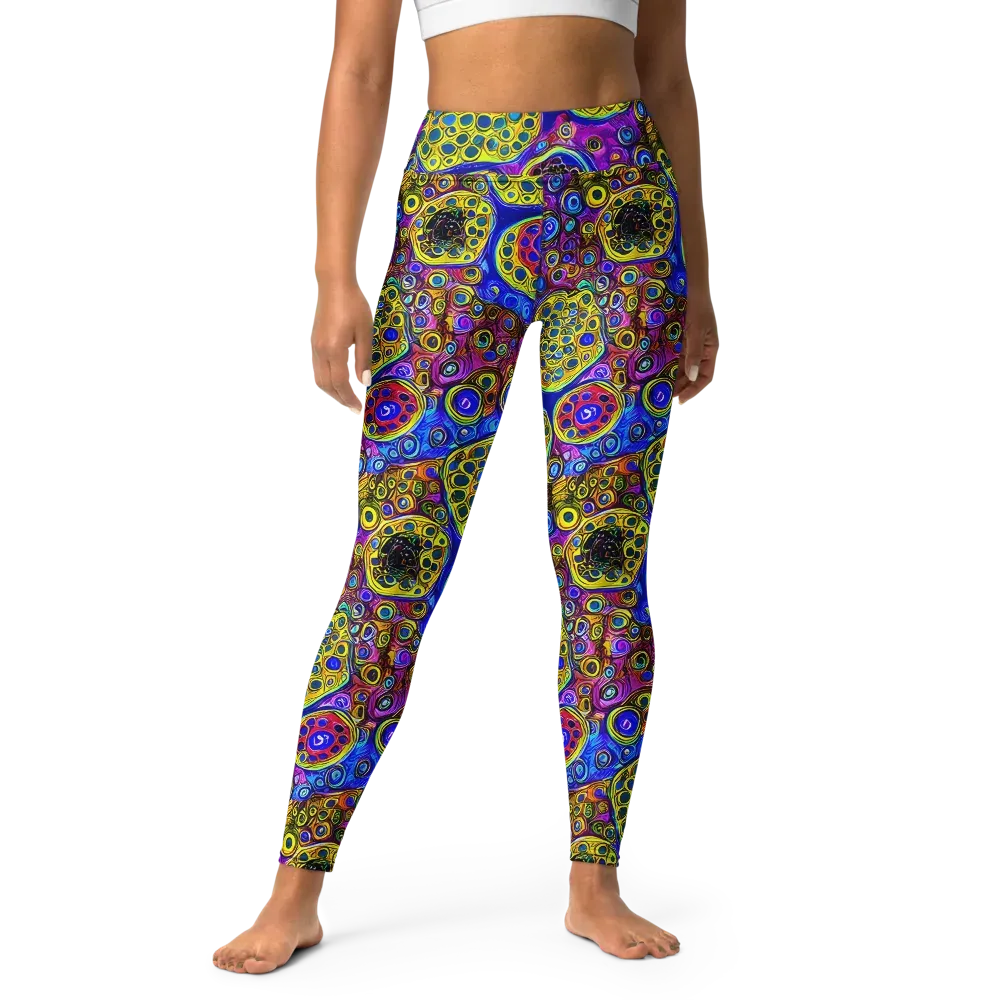 Electric Pomegranate on Yoga Leggings — Front