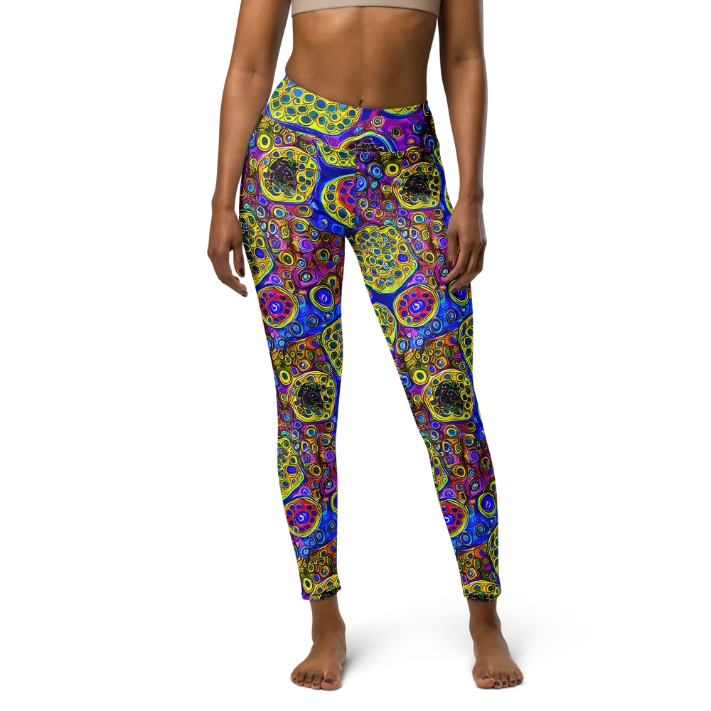 Electric Pomegranate on Yoga Leggings — Front