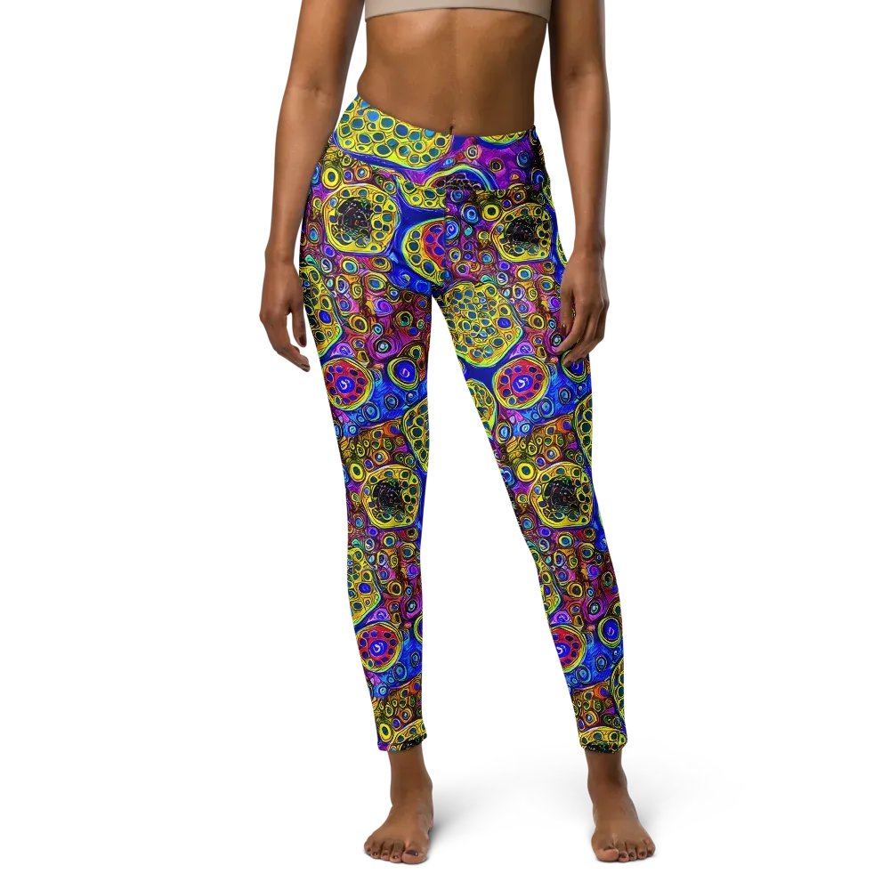 Electric Pomegranate on Yoga Leggings — Front