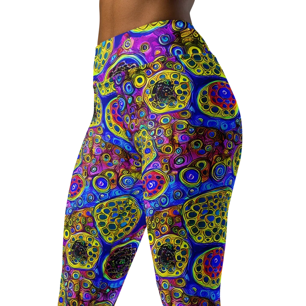 Electric Pomegranate on Yoga Leggings — Left Front