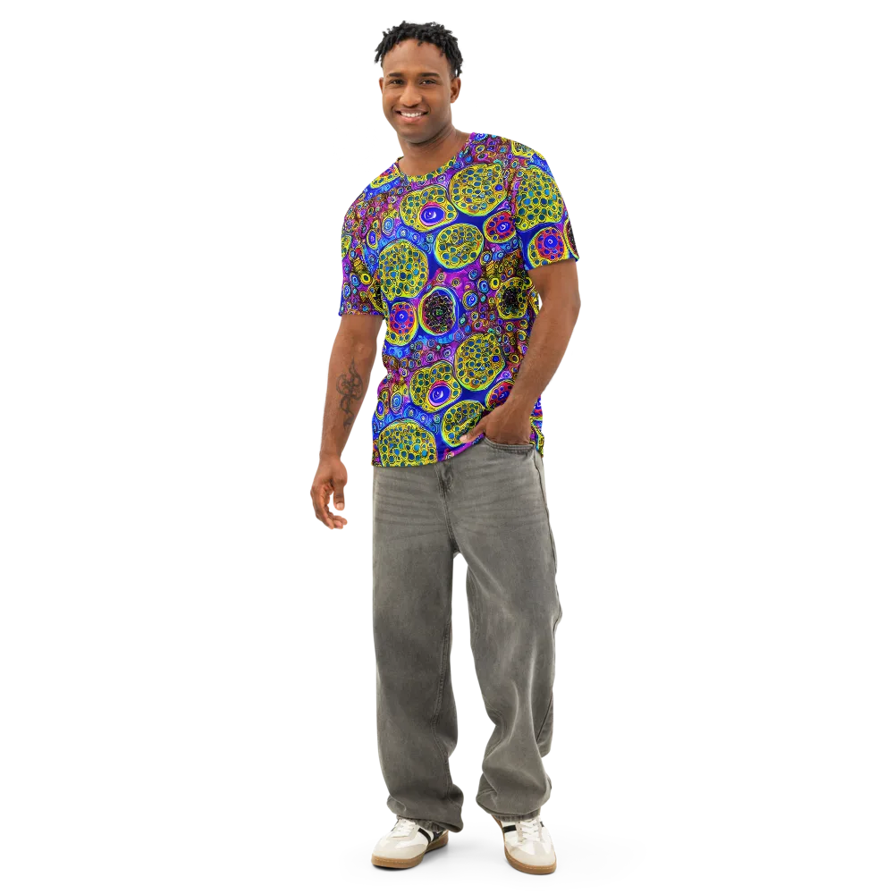 Electric Pomegranate on Men's Cotton Crew Neck T-Shirt — Front