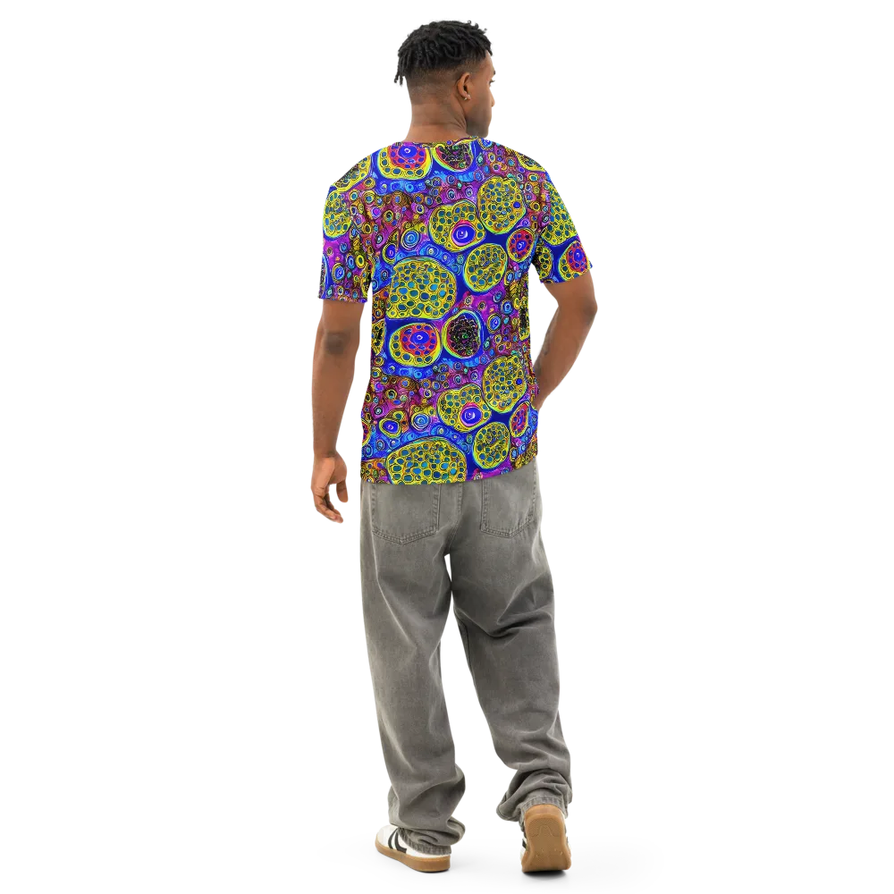 Electric Pomegranate on Men's Cotton Crew Neck T-Shirt — Back