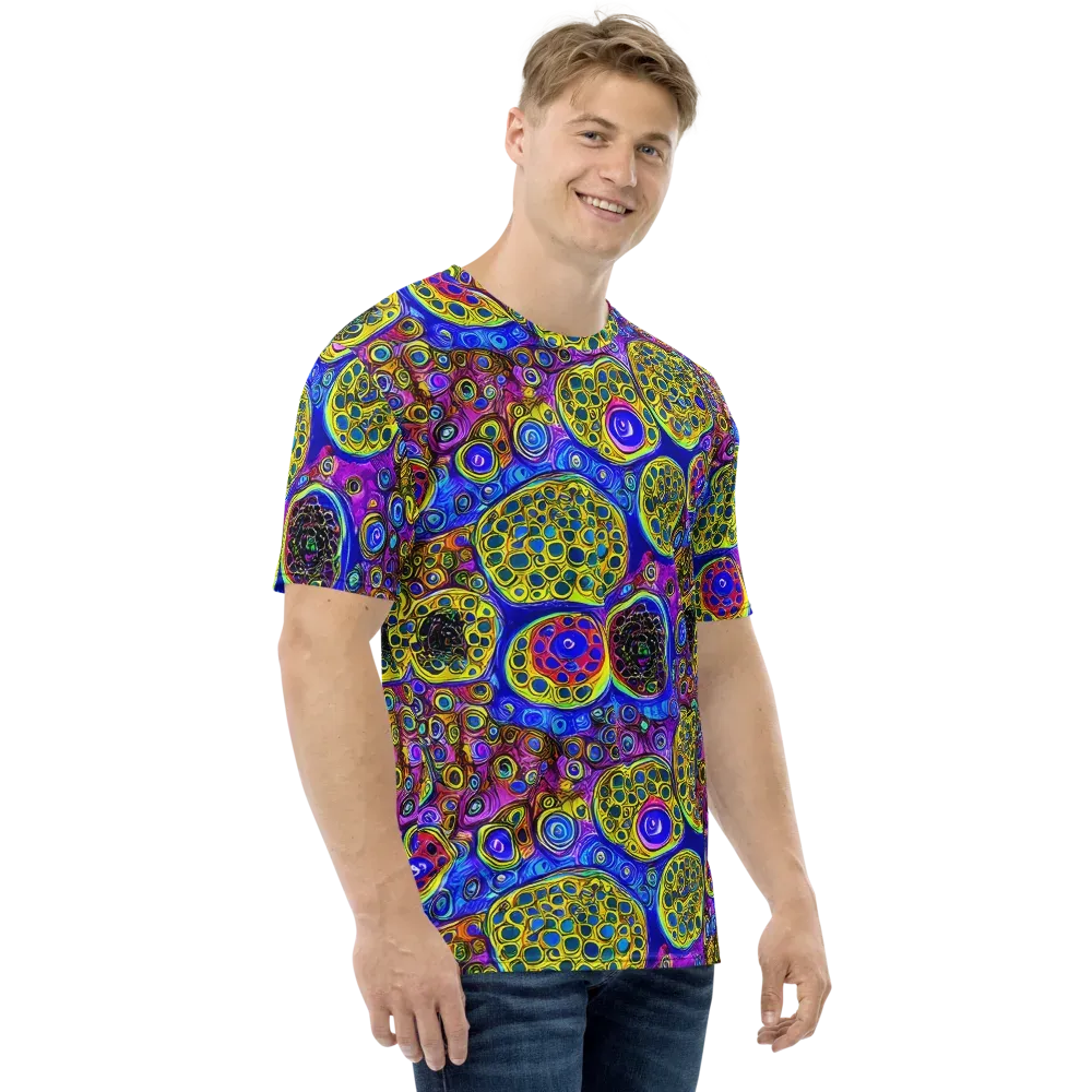 Electric Pomegranate on Men's Crew Neck T-Shirt — Right