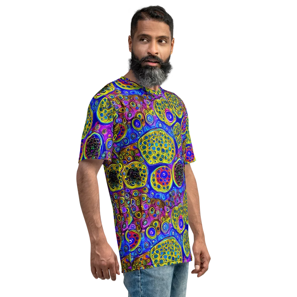 Electric Pomegranate on Men's Crew Neck T-Shirt — Right