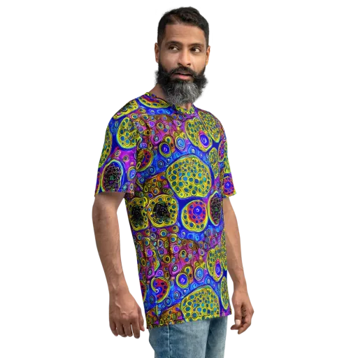 Electric Pomegranate on a Men's Crew Neck T-Shirt