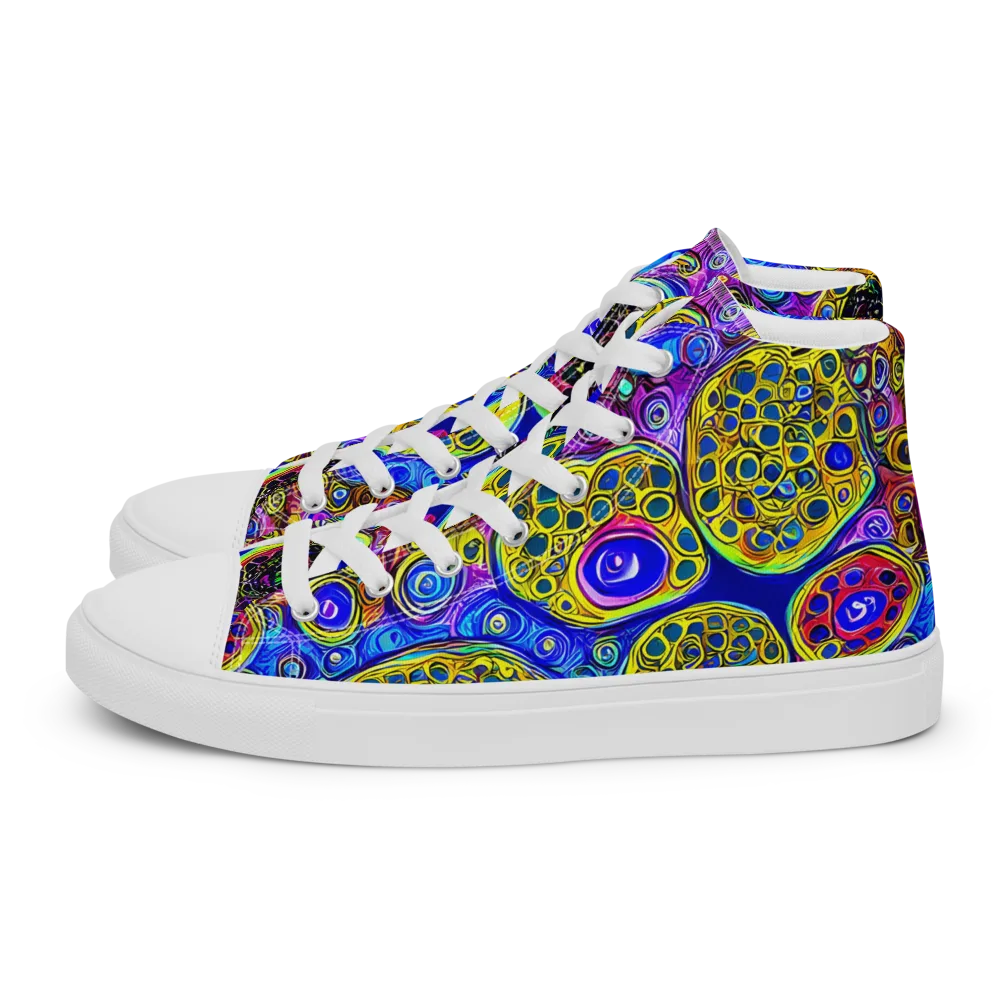 Electric Pomegranate on Men's High Top Canvas Shoes — Left