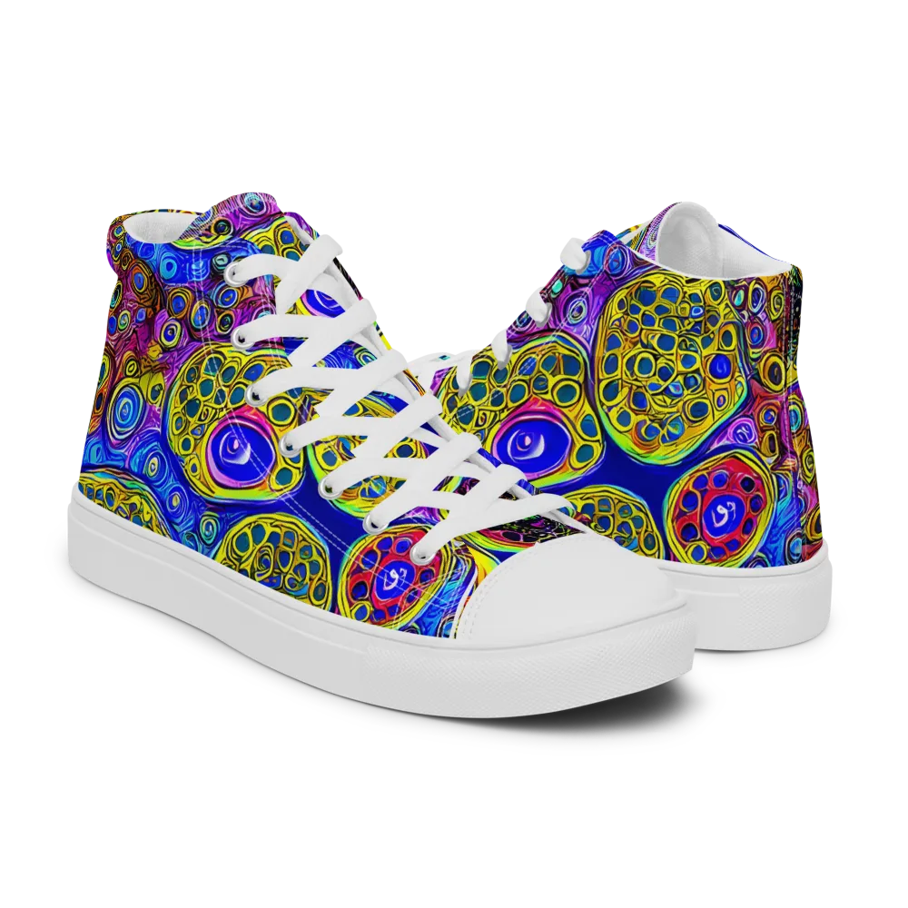 Electric Pomegranate on Men's High Top Canvas Shoes — Right