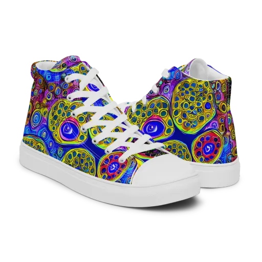 Electric Pomegranate on a Men's High Top Canvas Shoes